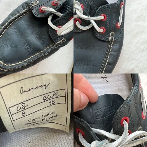 Canoos Golf Shoes Boat Shoe Style Leather Preppy Navy Blue Red size women’s 8 - Picture 12 of 12